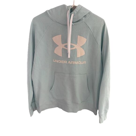 Women's Under Armour Big Logo Loose Hoodie Light‎ Blue Size Large - Picture 1 of 5